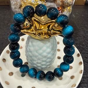 Blue and Black Beaded Bracelet